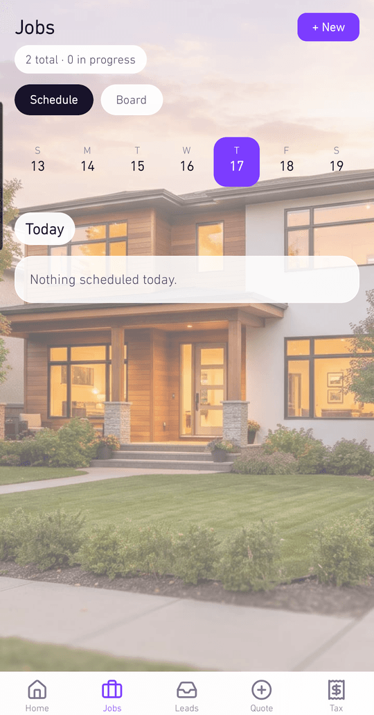 The Jobs tab with a week schedule